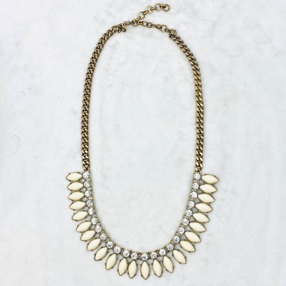 J. Crew Ivory Color Satement Necklace w/Rhinestones - 18" + 2.5" - Picture 4 of 8